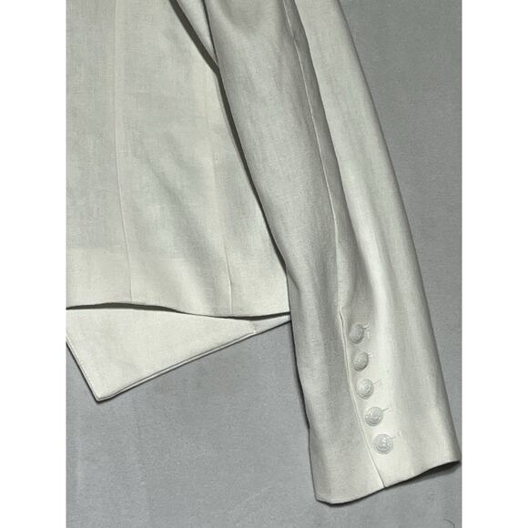 Elie Tahari Blazer Double Breasted Womens 8 White Linen Blend Open Career Office - Picture 6 of 15